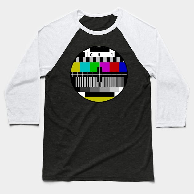 Old school tv test pattern Baseball T-Shirt by Design Knight